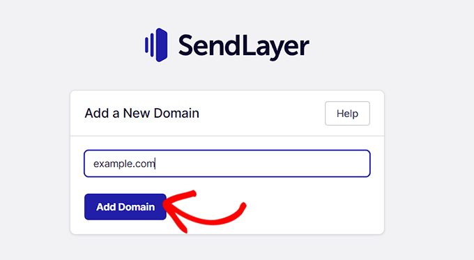 Fügen Sie Ihren Domainnamen hinzu, um ihn mit SendLayer zu verbinden