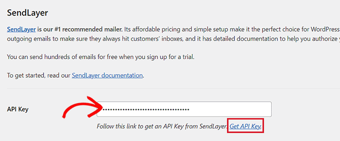 Fügen Sie den SendLayer-API-Schlüssel hinzu