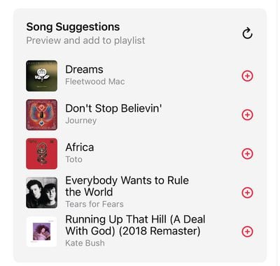 Vorschläge für Apple-Musiklieder