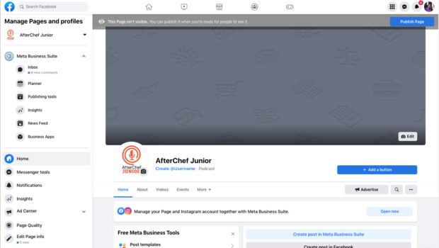 Verwalten Sie Seiten und Profile AfterChef Junior