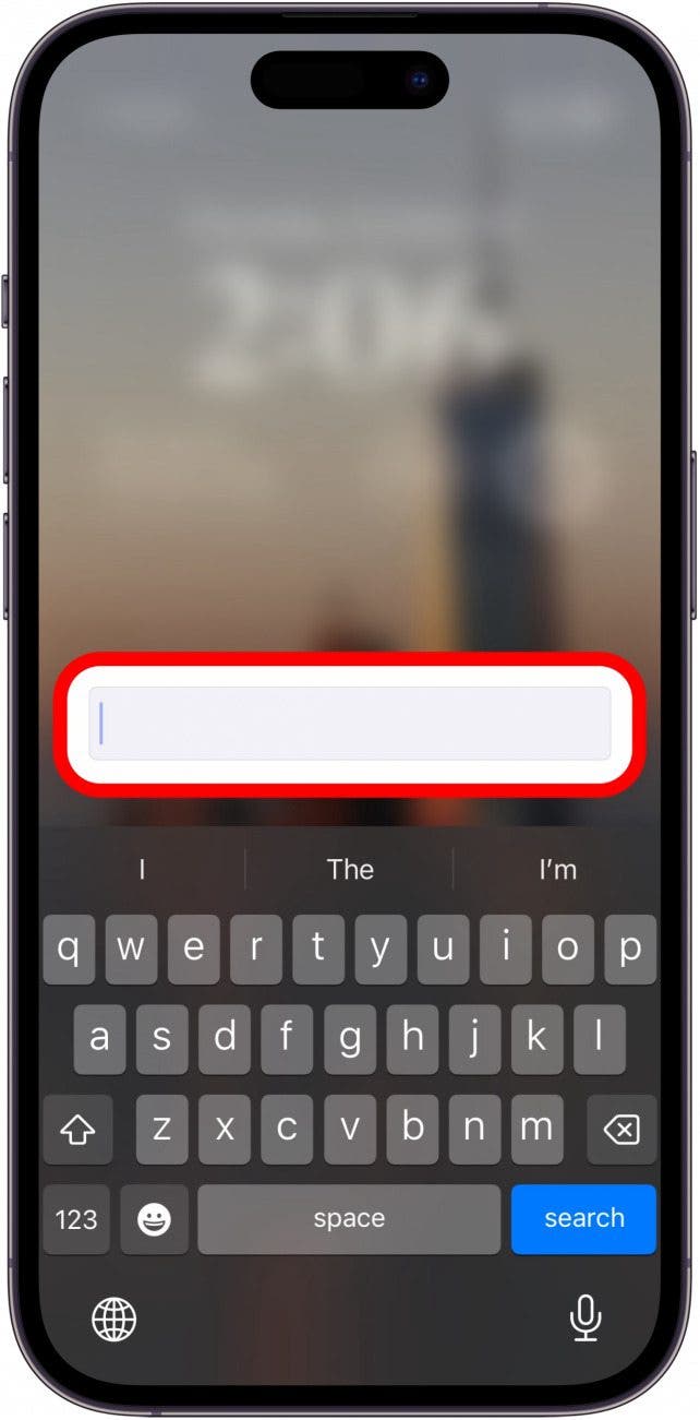 Eingabebildschirm für die Tastatur des iPhone und der Apple Watch mit rot eingekreistem Texteingabefeld