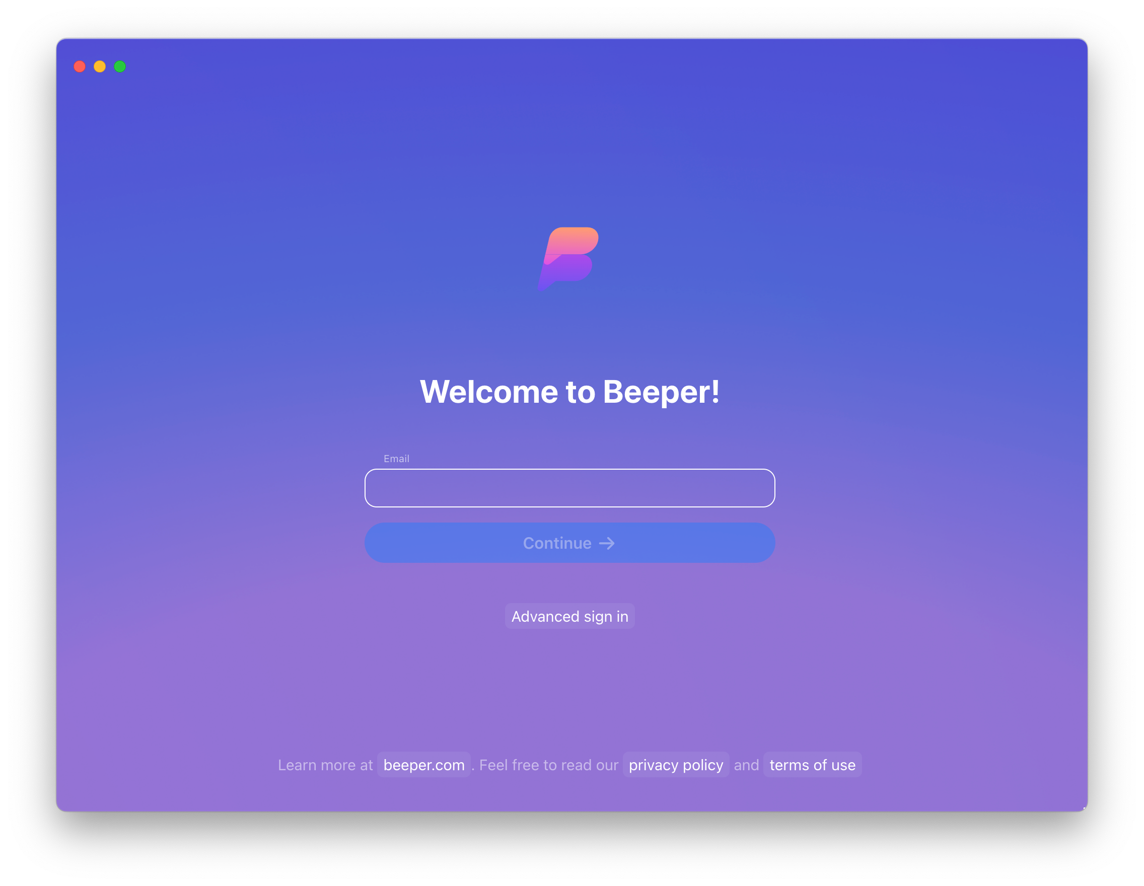 Beeper-Desktop-Anmeldung