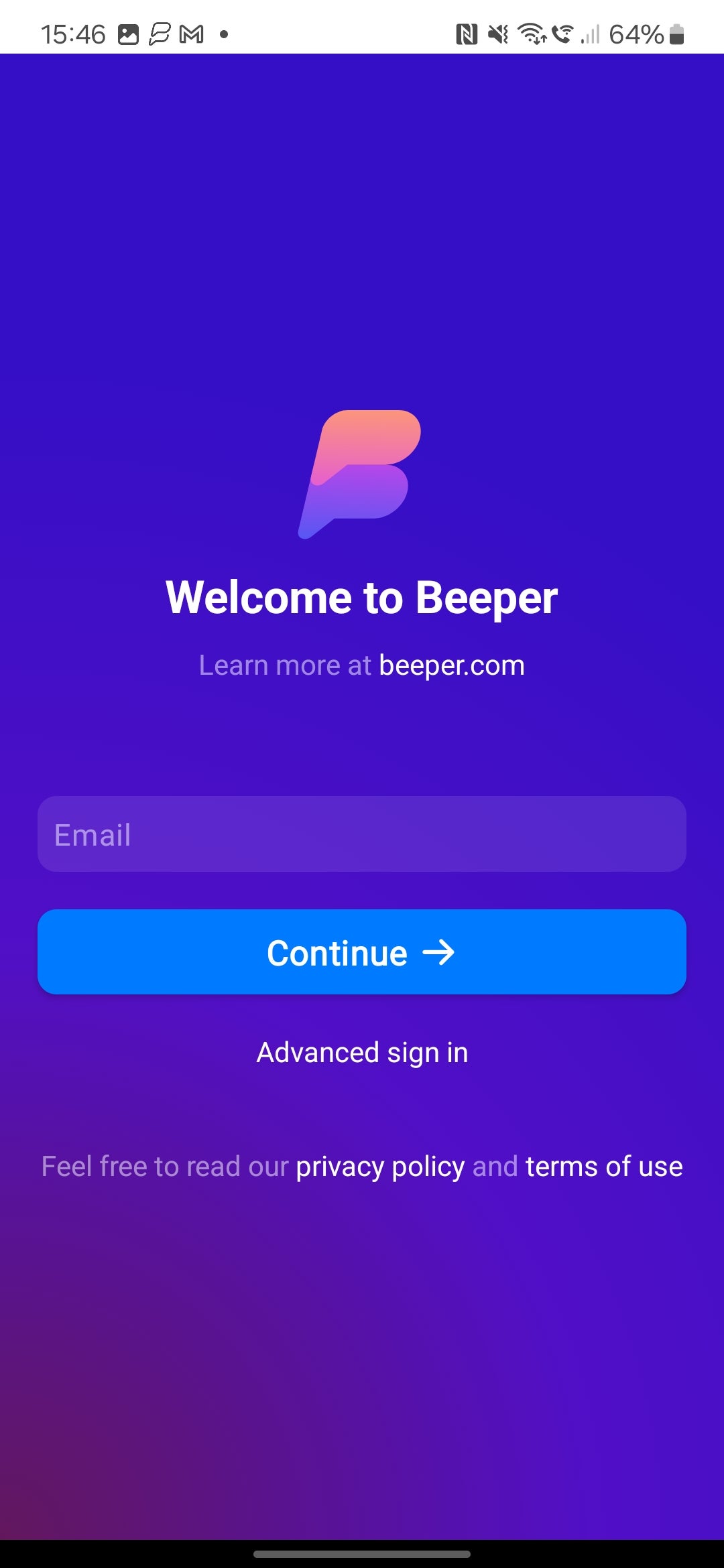 Beeper Android-Anmeldung