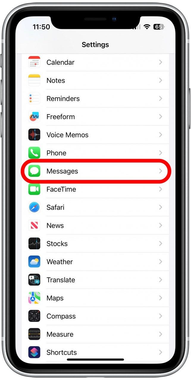 Tippen Sie auf „Nachrichten“, wo gespeicherte Sprachnachrichten auf dem iPhone gespeichert werden