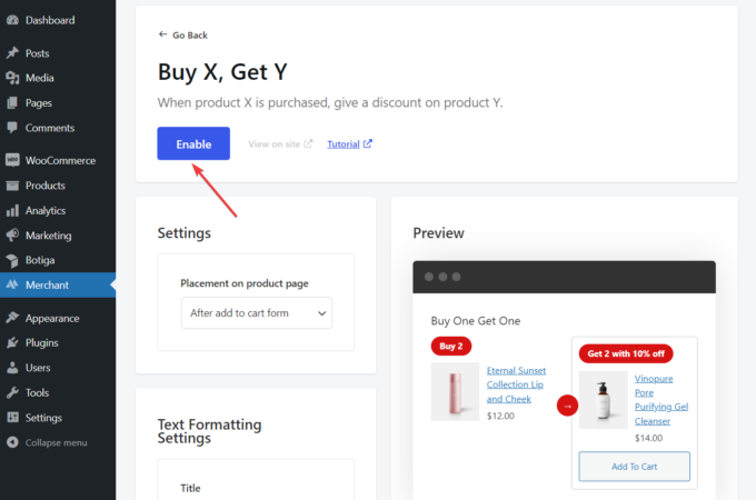 Aktivieren Sie das Modul „Buy X Get Y“ des Merchant Pro-Plugins