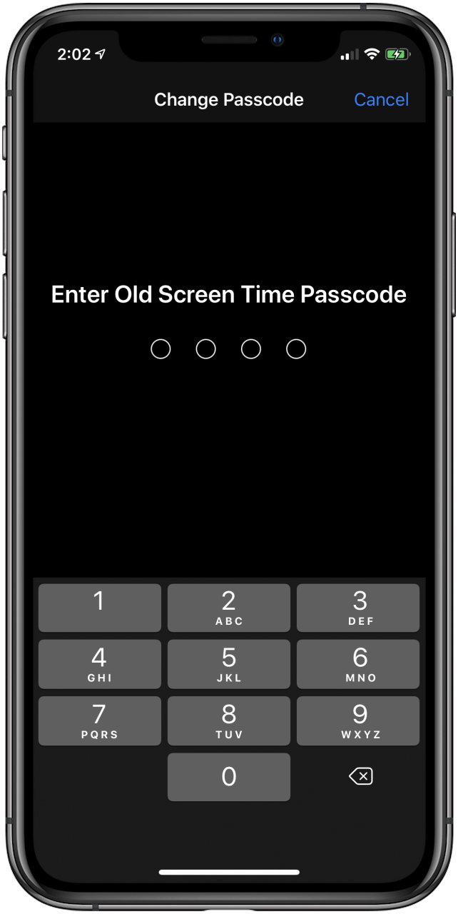 Geben Sie den alten Passcode für die Bildschirmzeit ein