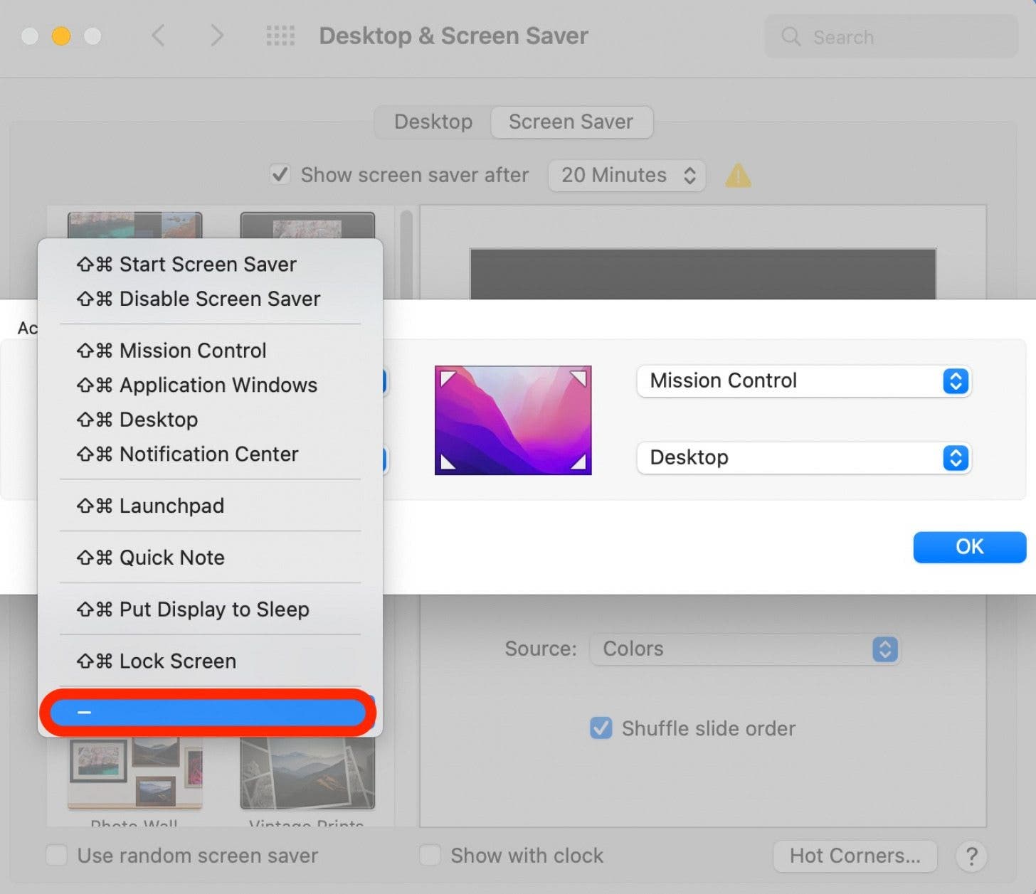 So verwenden Sie Mac Hot Corners Schritt 7 – Deaktivieren Sie einen Hot Corner