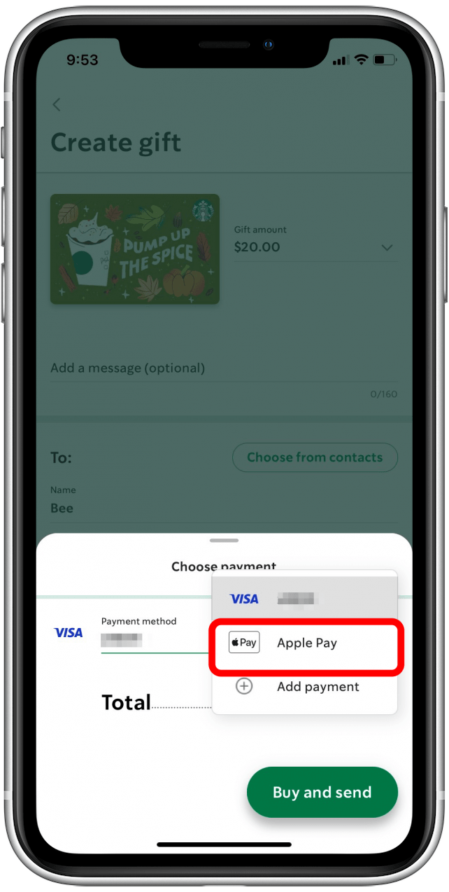 So wählen Sie Apple Pay on App aus