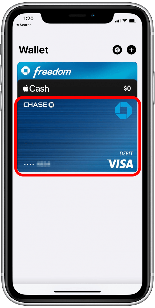 Wählen Sie die Debit- oder Kreditkarte aus, die Sie für die Transaktion verwenden möchten