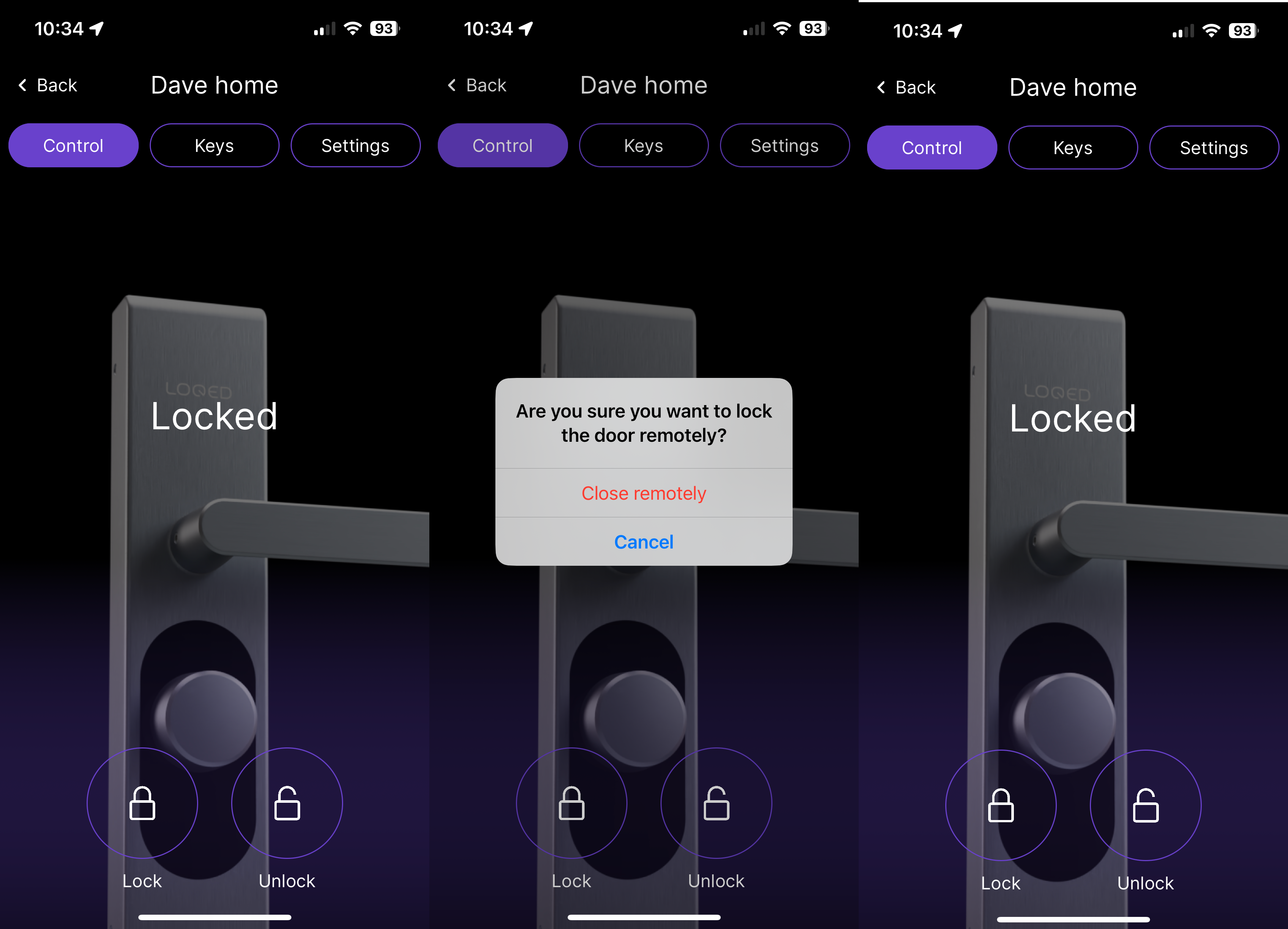 Einstellungen der LOQED Touch Smart Lock-App