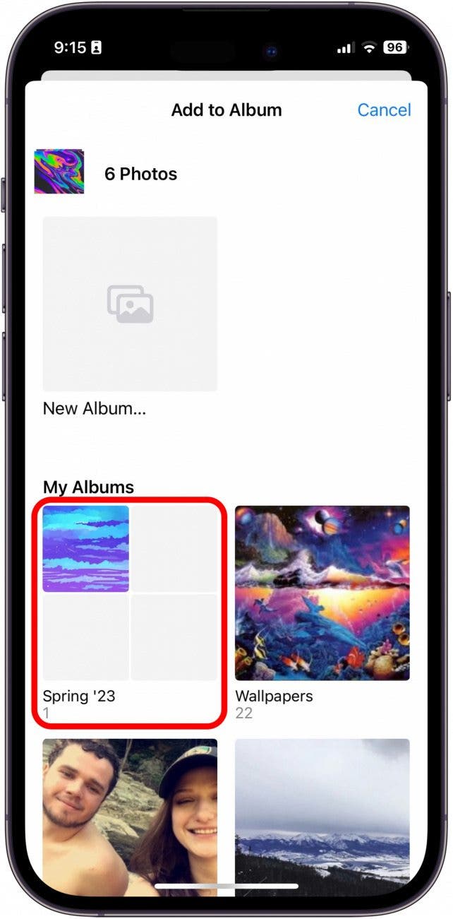 Fügen Sie Alben zum iPhone-Ordner hinzu