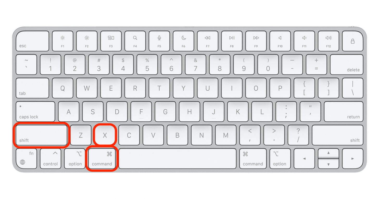 Was ist die durchgestrichene Tastenkombination für Mac?