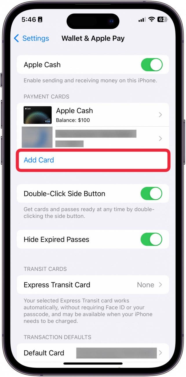 So ändern Sie die Standard-Apple-Pay-Karte