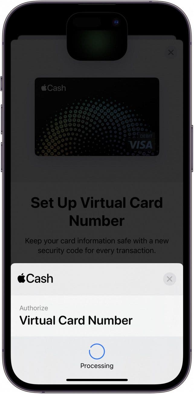 Einrichtung einer virtuellen Karte für das iPhone Apple Wallet mit Anzeige einer Gesichtserkennungs-Autorisierungsaufforderung