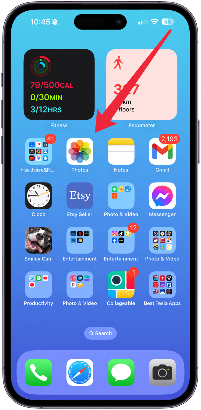 Öffnen Sie das Kontrollzentrum, indem Sie diagonal von der oberen rechten Ecke Ihres iPhone-Displays wischen.