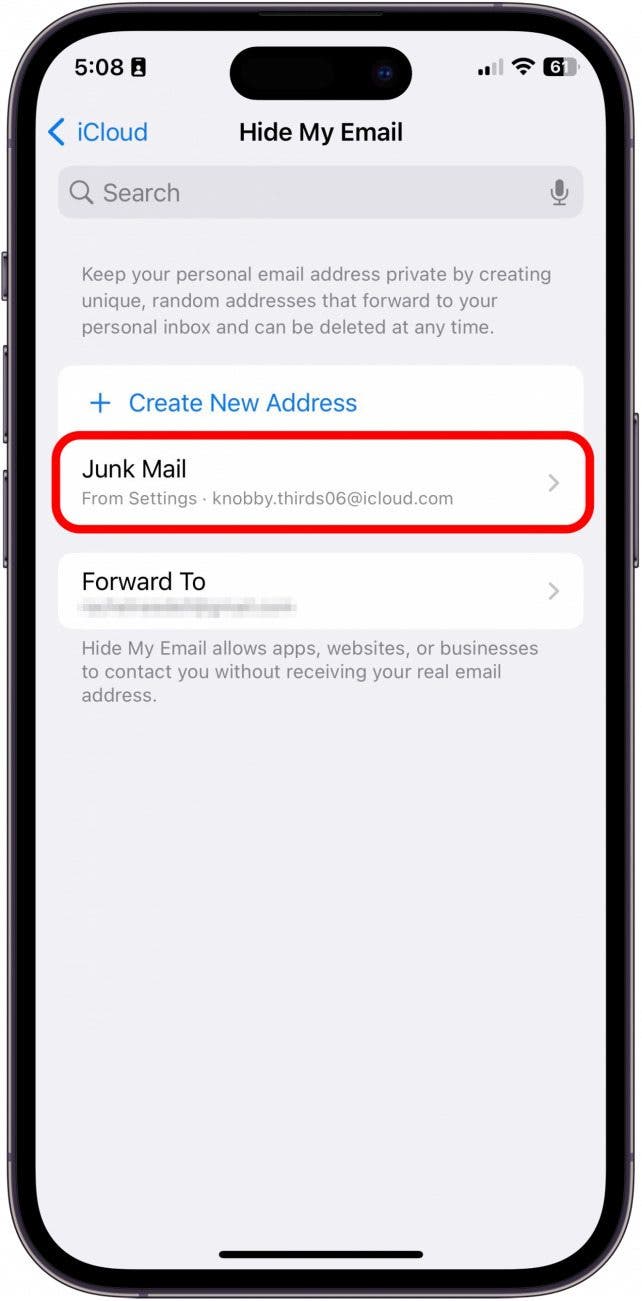 Wenn Sie bearbeiten oder aufhören möchten, Nachrichten zu empfangen, die an diese E -Mail -Adresse gesendet werden, tippen Sie darauf.